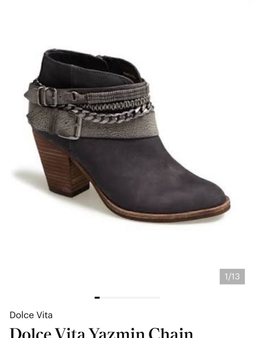 Dolce Vita Yazmin Chain Ankle Boot in Black and Gray